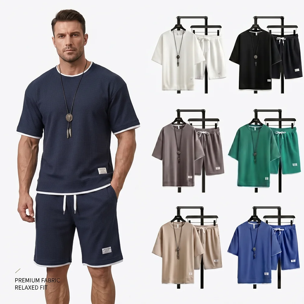 Street Summer Fashion - Summer Men's Waffle Knit Tracksuit Oversized