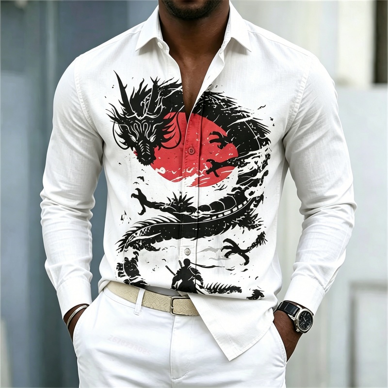Street Fashion Men - 2026 New Men's Shirt White Black