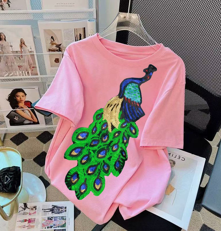 Korean Street Fashion Female - Korean Fashion Pink Embroidery Bear Beading