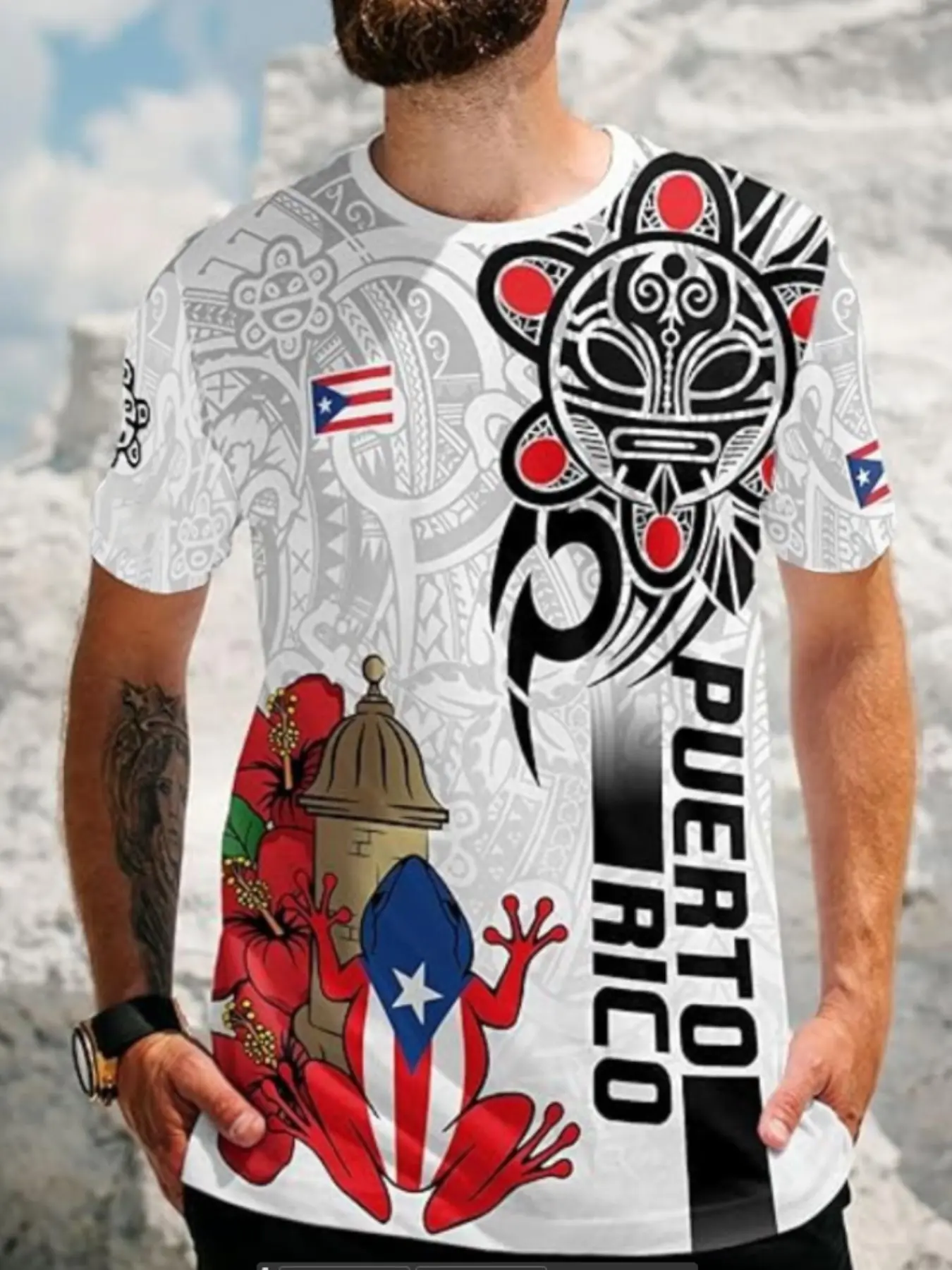 Street Fashion Culture - Men's Puerto Rican Pattern T-Shirt, Shirt