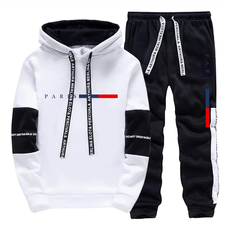 Street Fashion Men - Men's Set/Hoodie/Pants Paris Fashion Autumn Winter
