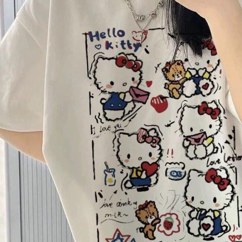Street Summer Fashion - Short-Sleeved Summer Hello Kitty Graffiti Printed