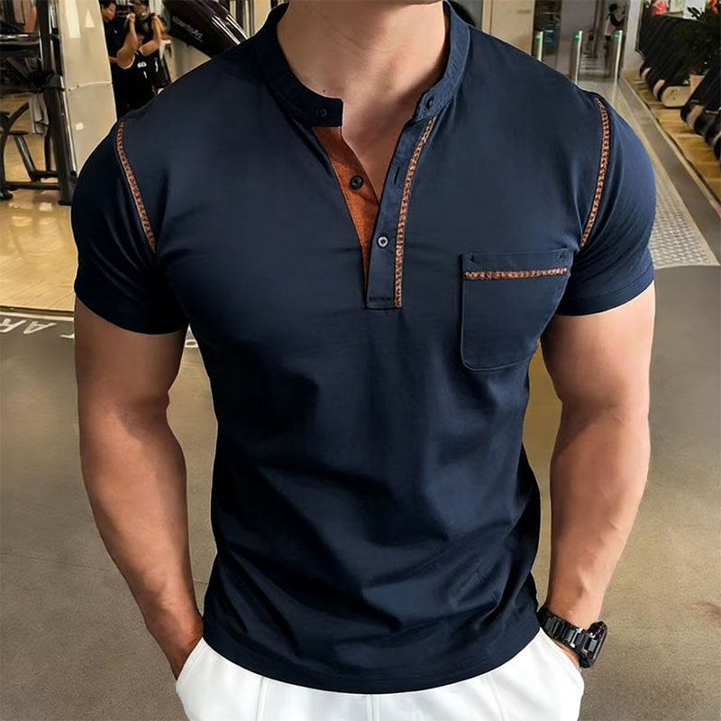 Street Summer Fashion - New Summer Men's Henry Collar Short