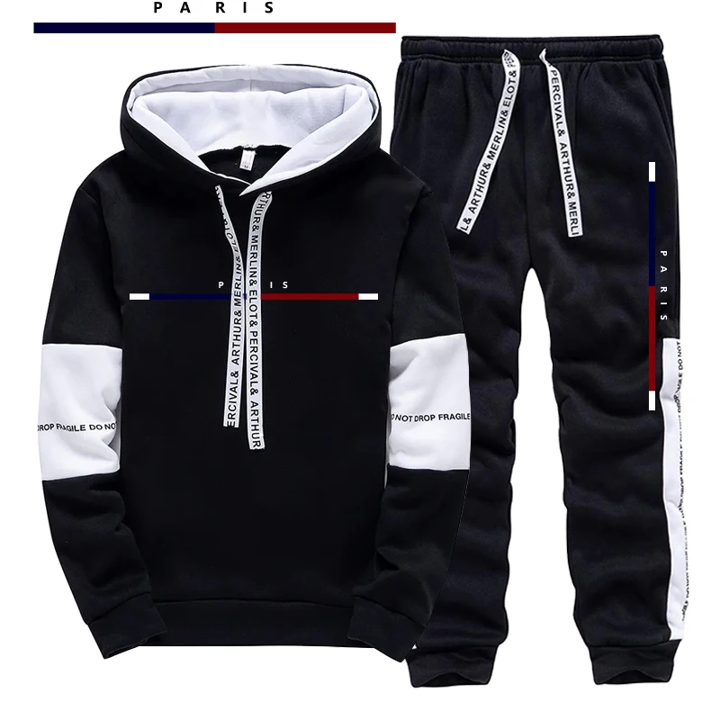 Street Fashion Men - Paris Fashion Printed Men's Set/Hoodie/Pants Fall