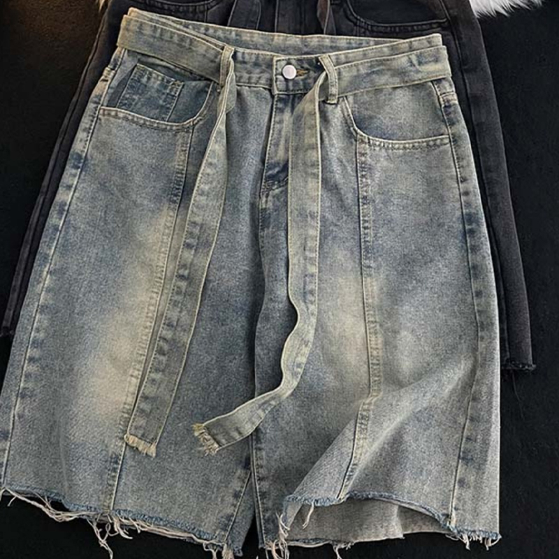 Summer Thin Fringed Denim Shor - Street Fashion In Japanese review and price