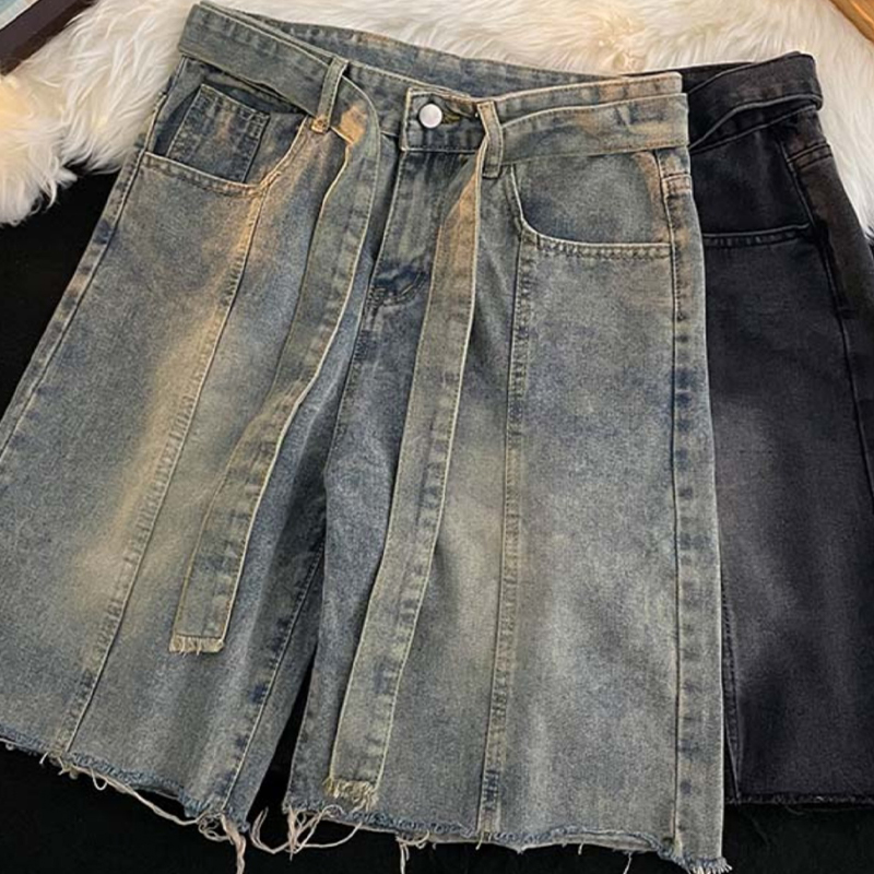 Summer Thin Fringed Denim Shor - Street Fashion In Japanese review and price