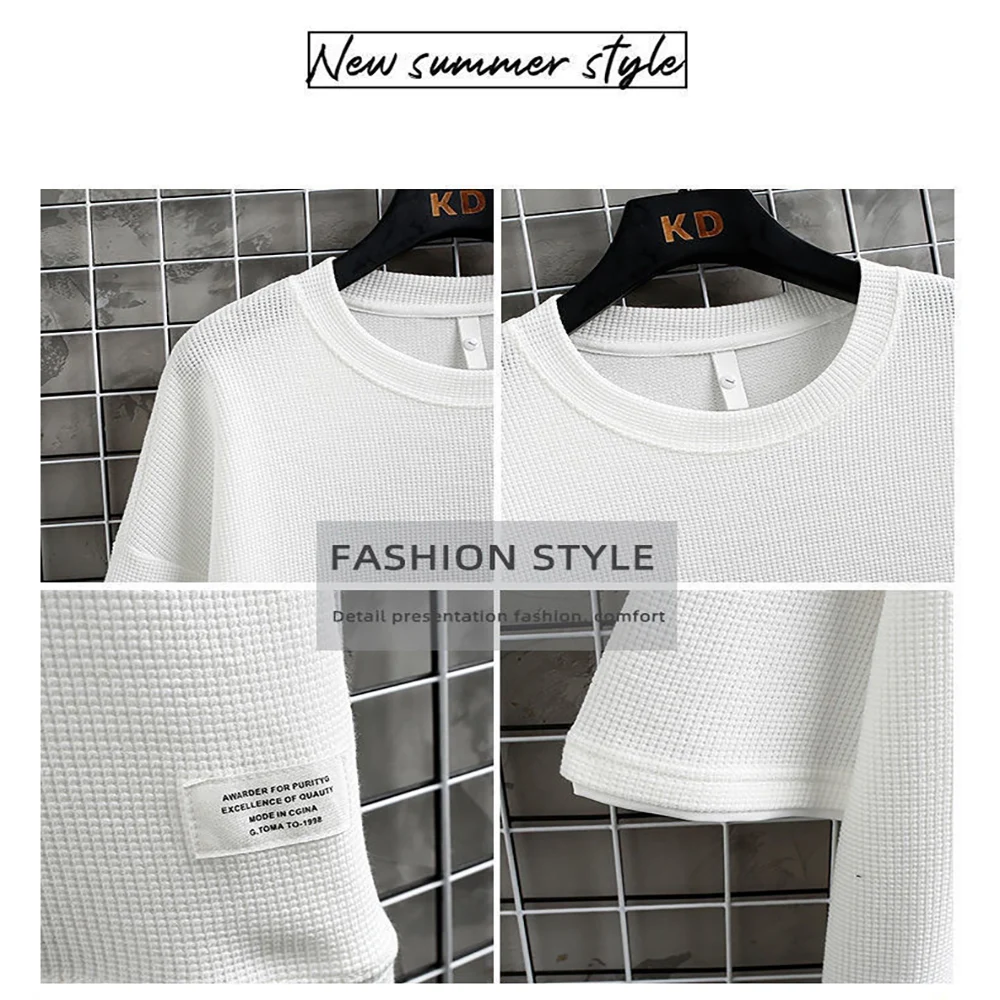 Summer Men's Waffle Knit Track - Street Summer Fashion review and price