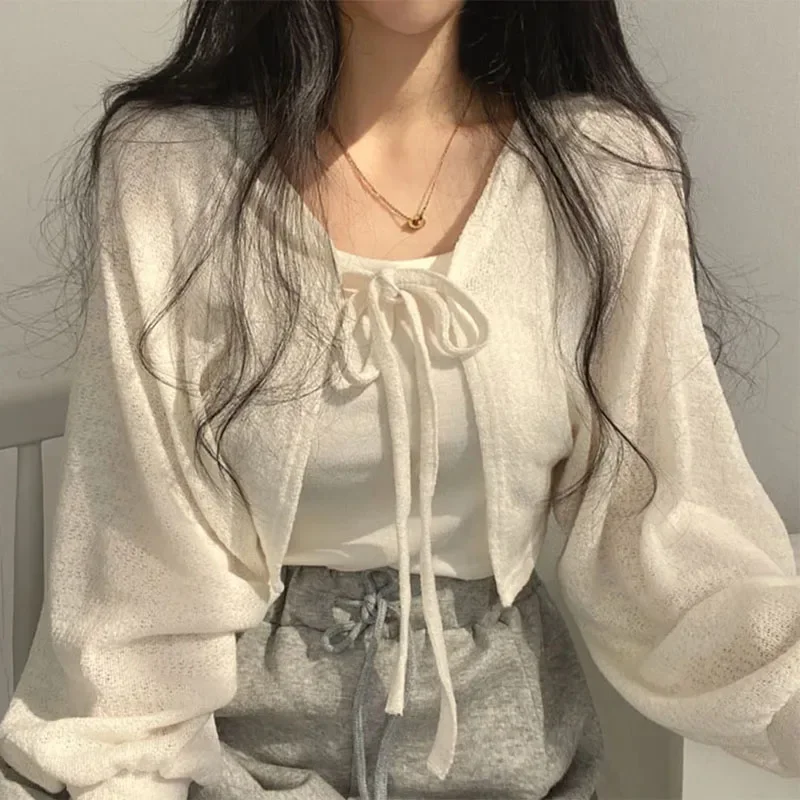 Summer Women Knitted Cardigan  - Korean Street Fashion Female review and price