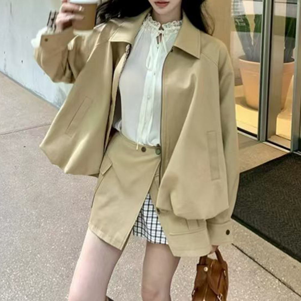 TWOTWINSTYLE Khakl Spliced Poc - Street Fashion Jacket review and price
