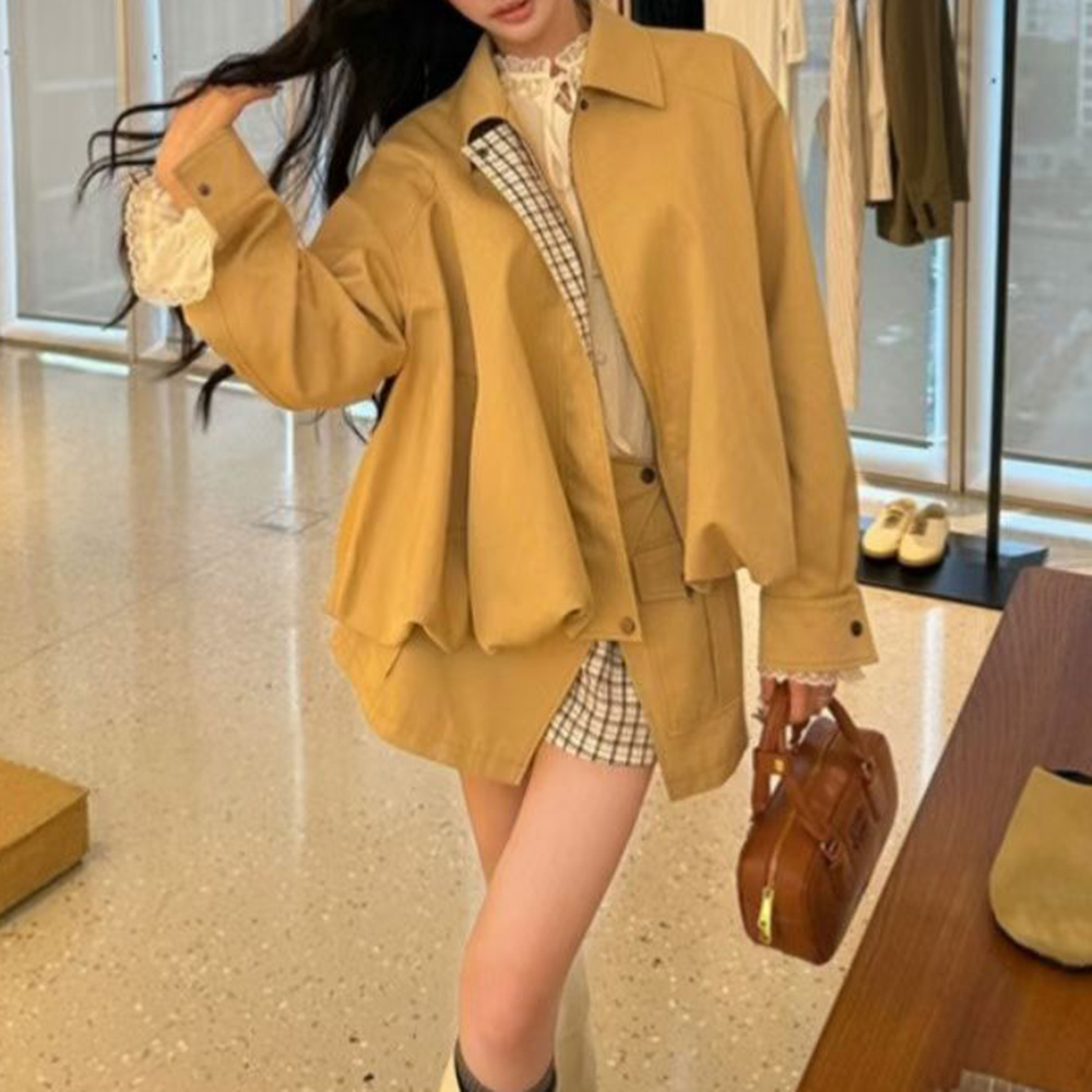 TWOTWINSTYLE Khakl Spliced Poc - Street Fashion Jacket review and price
