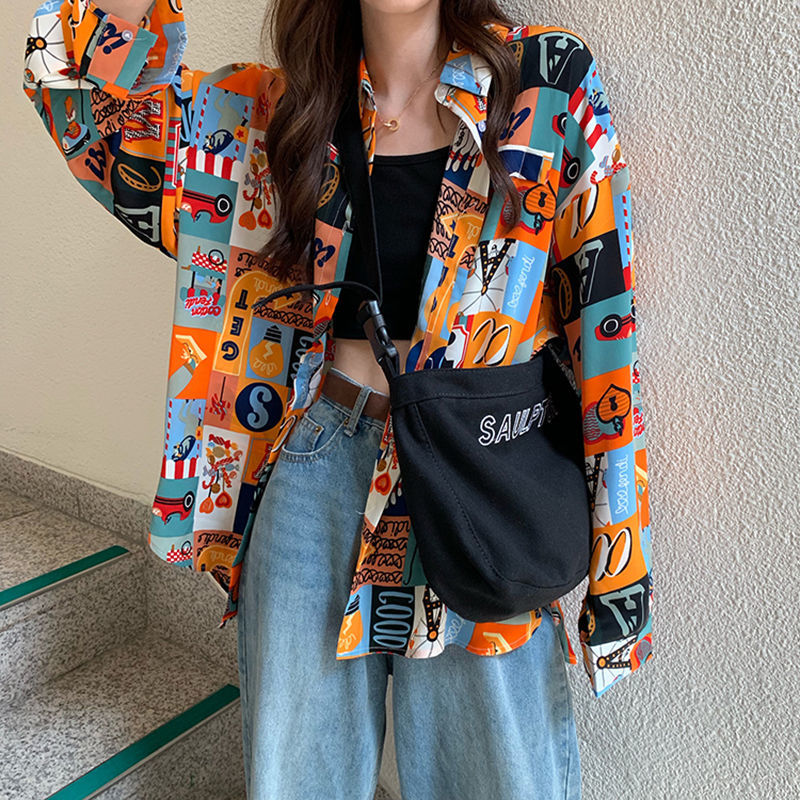 Shirts Women Spring Printed Th - Korean Street Fashion Female review and price