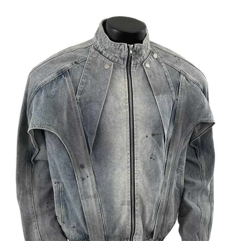 Distressed Dirty Denim Jacket  - Street Fashion Vibes review and price
