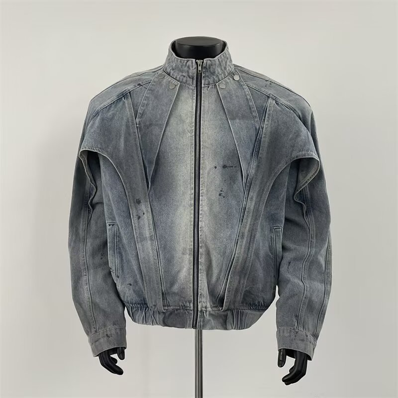 Distressed Dirty Denim Jacket  - Street Fashion Vibes review and price