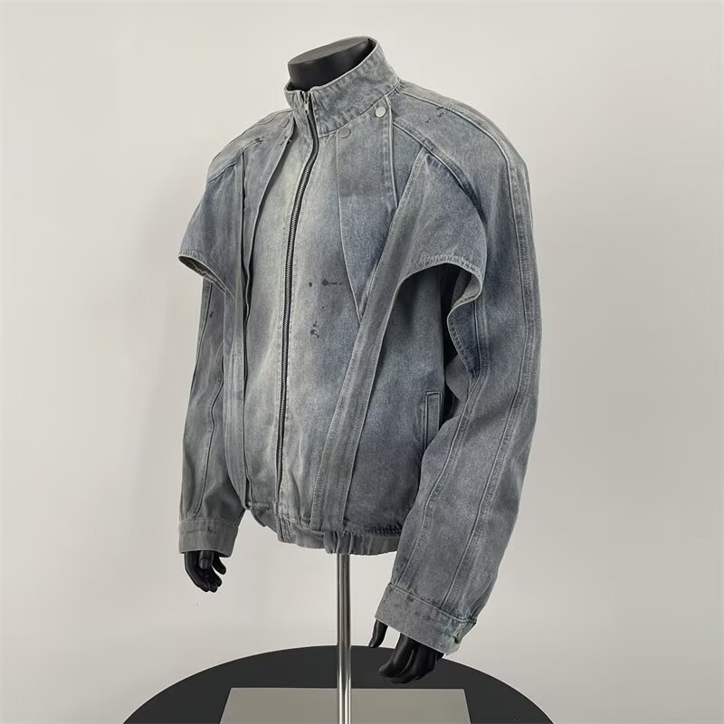 Distressed Dirty Denim Jacket  - Street Fashion Vibes review and price