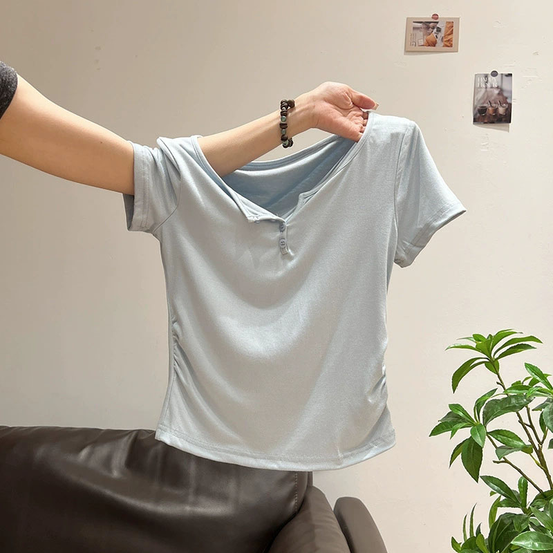 Women's Half-open Collar Butto - Korean Street Fashion Female review and price