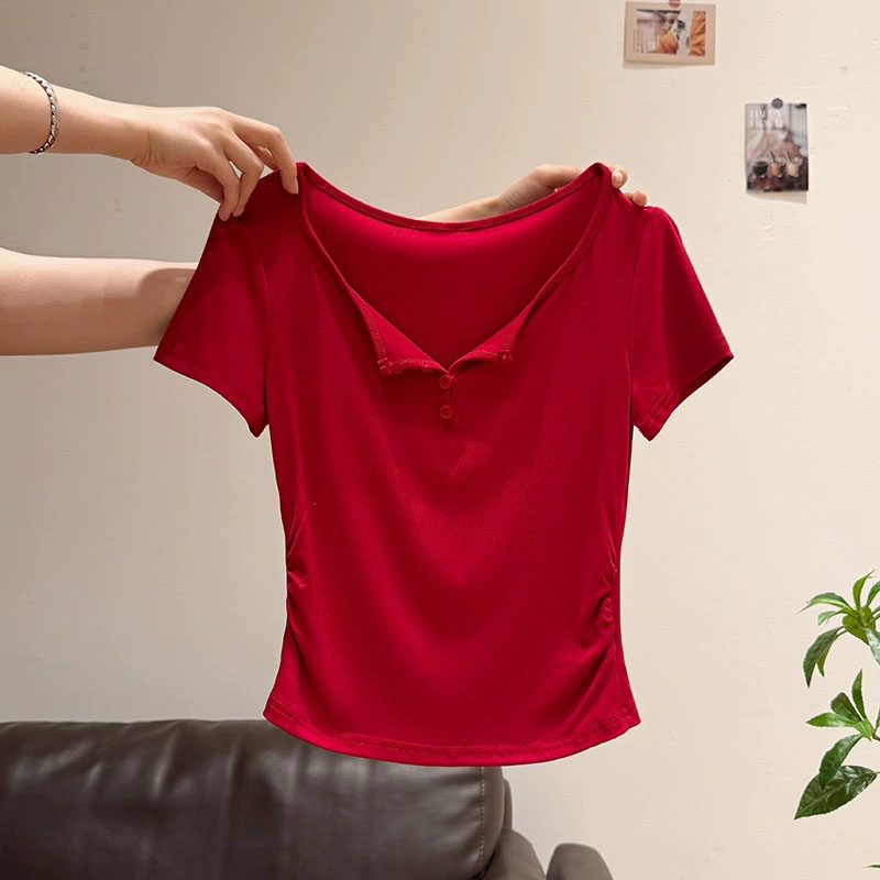 Women's Half-open Collar Butto - Korean Street Fashion Female review and price