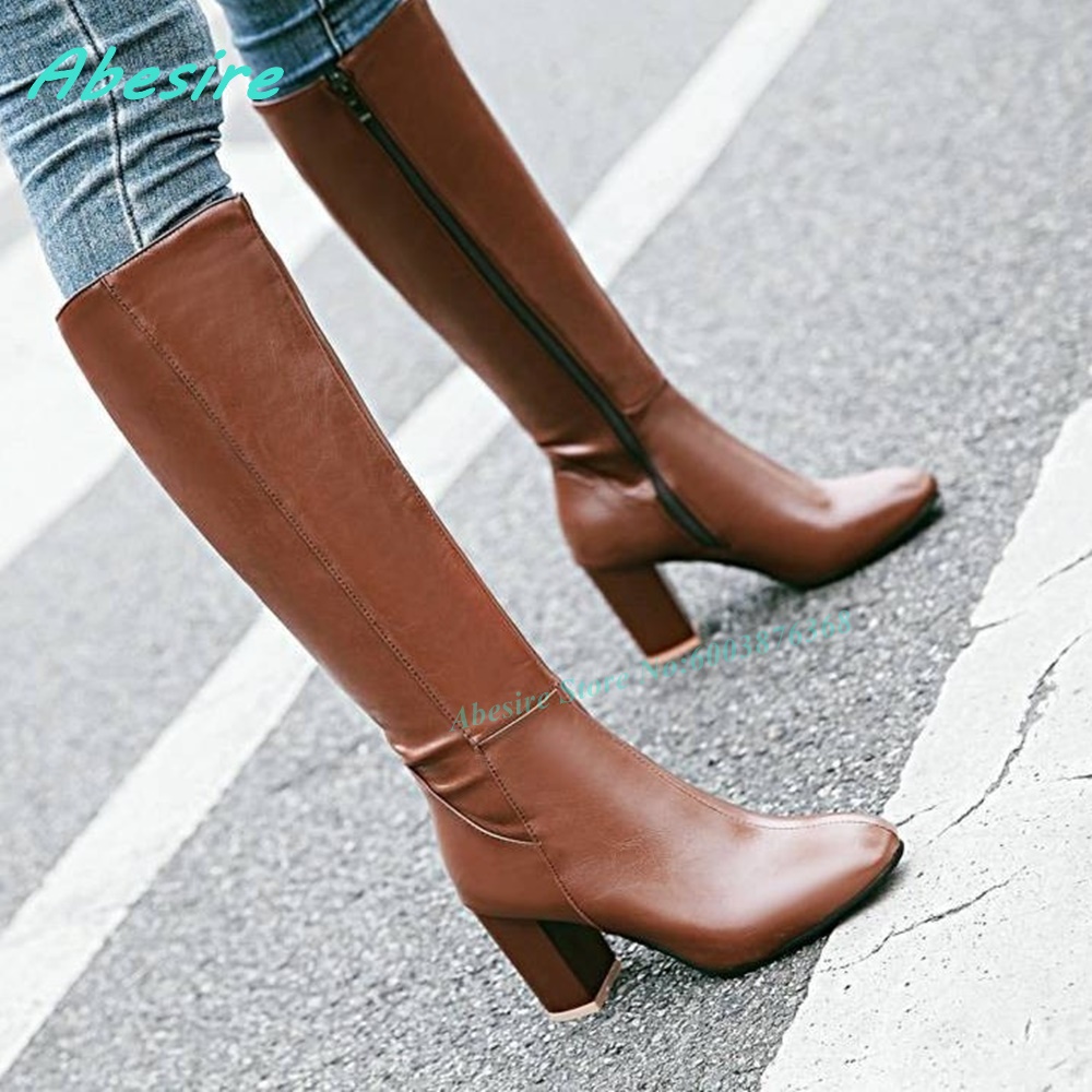 Leather Knee High Boots Side-Z - Street Fashion Show review and price
