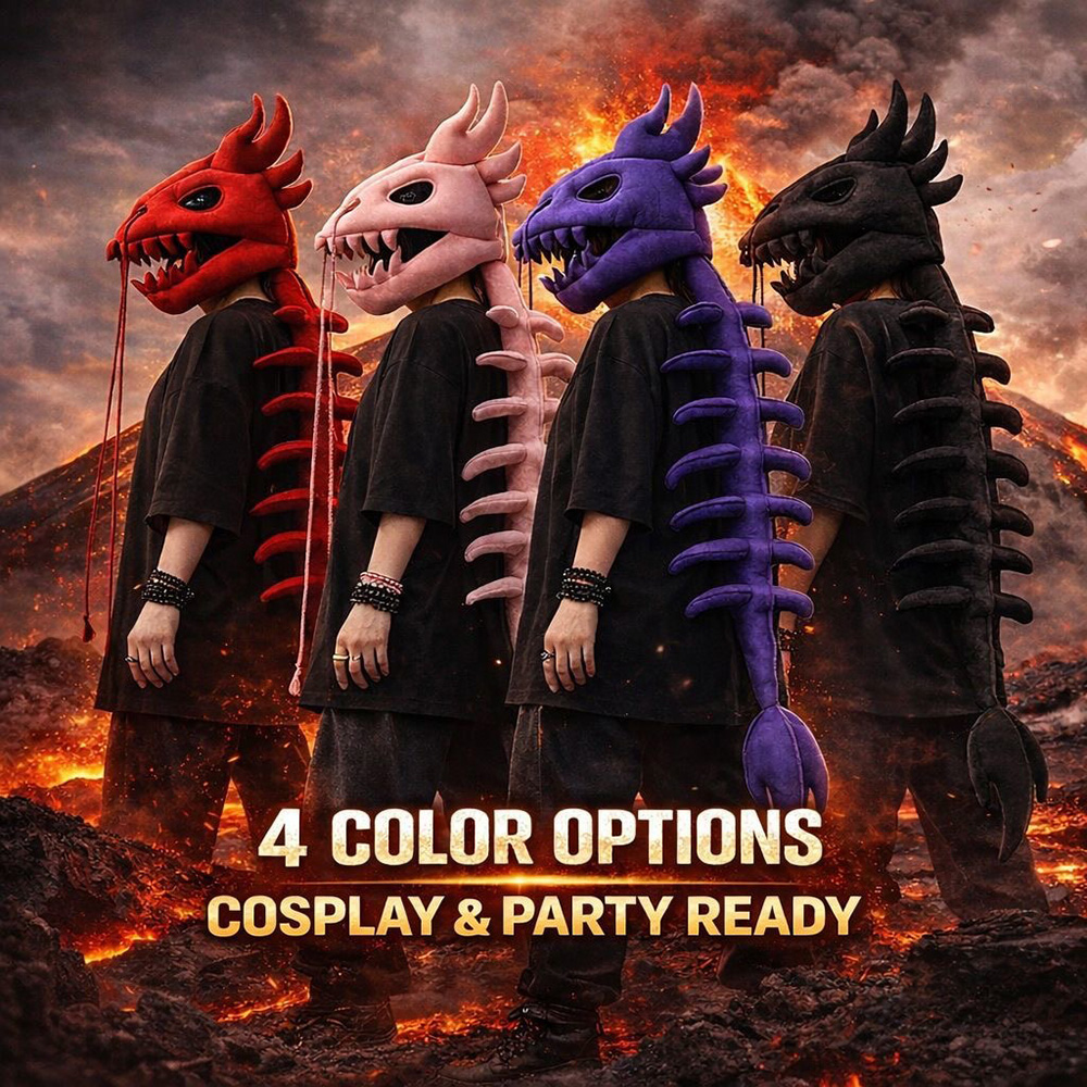 Dragon Skull Spine Plush Hood  - Street Fashion In Chinese review and price