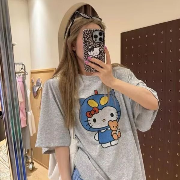 Short Sleeved Hello Kitty Prin - Street Summer Fashion review and price