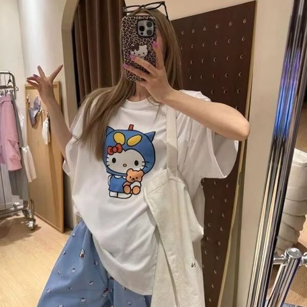 Short Sleeved Hello Kitty Prin - Street Summer Fashion review and price
