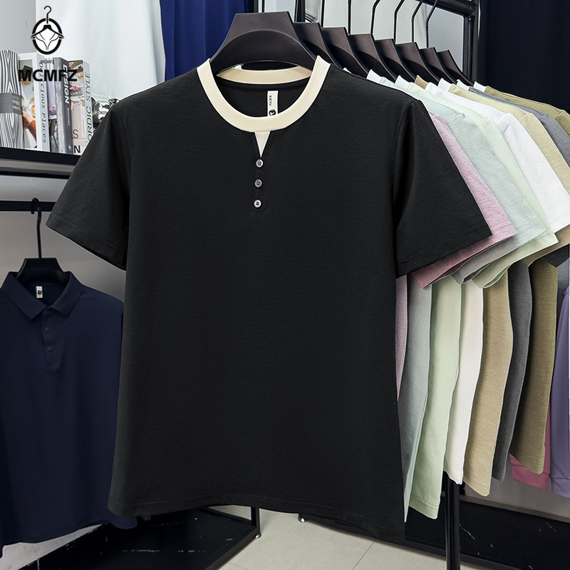 Men Casual Short Sleeve Henley - Street Summer Fashion review and price