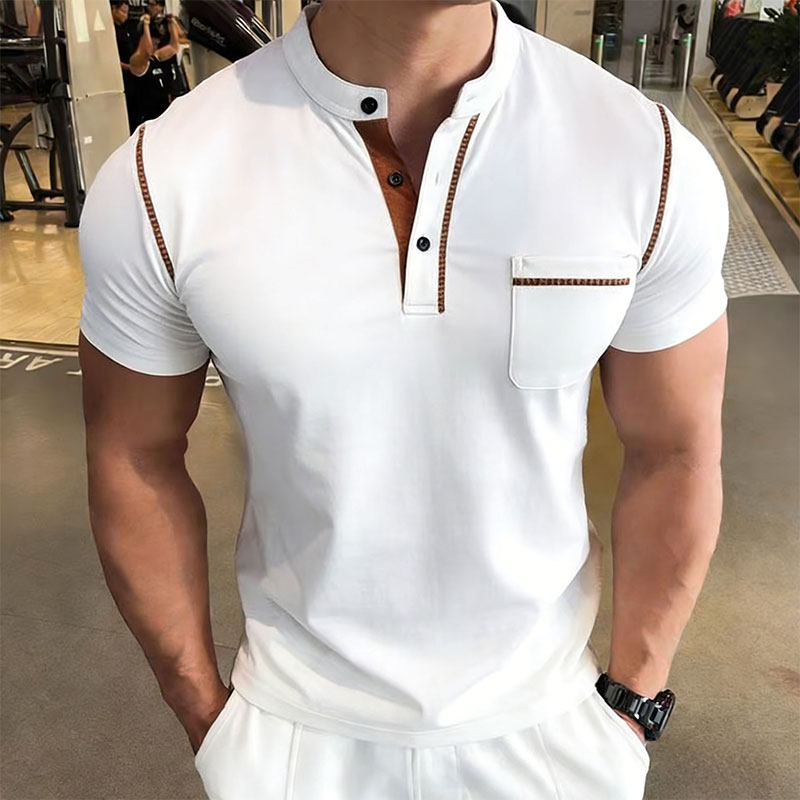 New Summer Men's Henry Collar  - Street Summer Fashion review and price