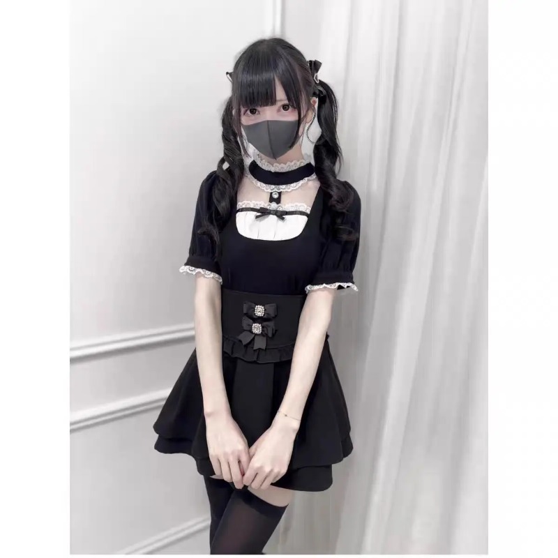 Gothic Sweet Ruffle Lace Plaid - Street Fashion In Japanese review and price